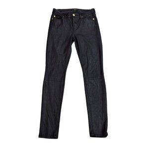 7 For All Mankind Coated Black Skinny Jeans Size 25